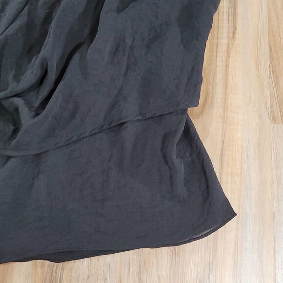 🔺️ANA Black Crinkled Semi Sheer Vneck Short Sleeve Top Small - Picture 6 of 9